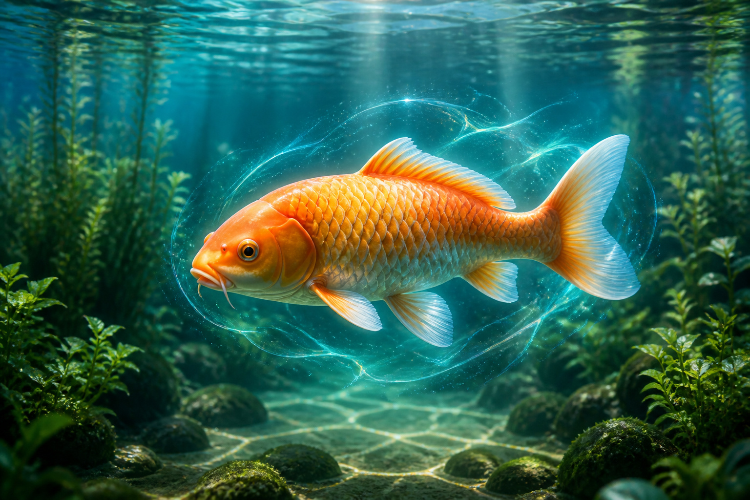 Carpe orange eclatante sous protection
