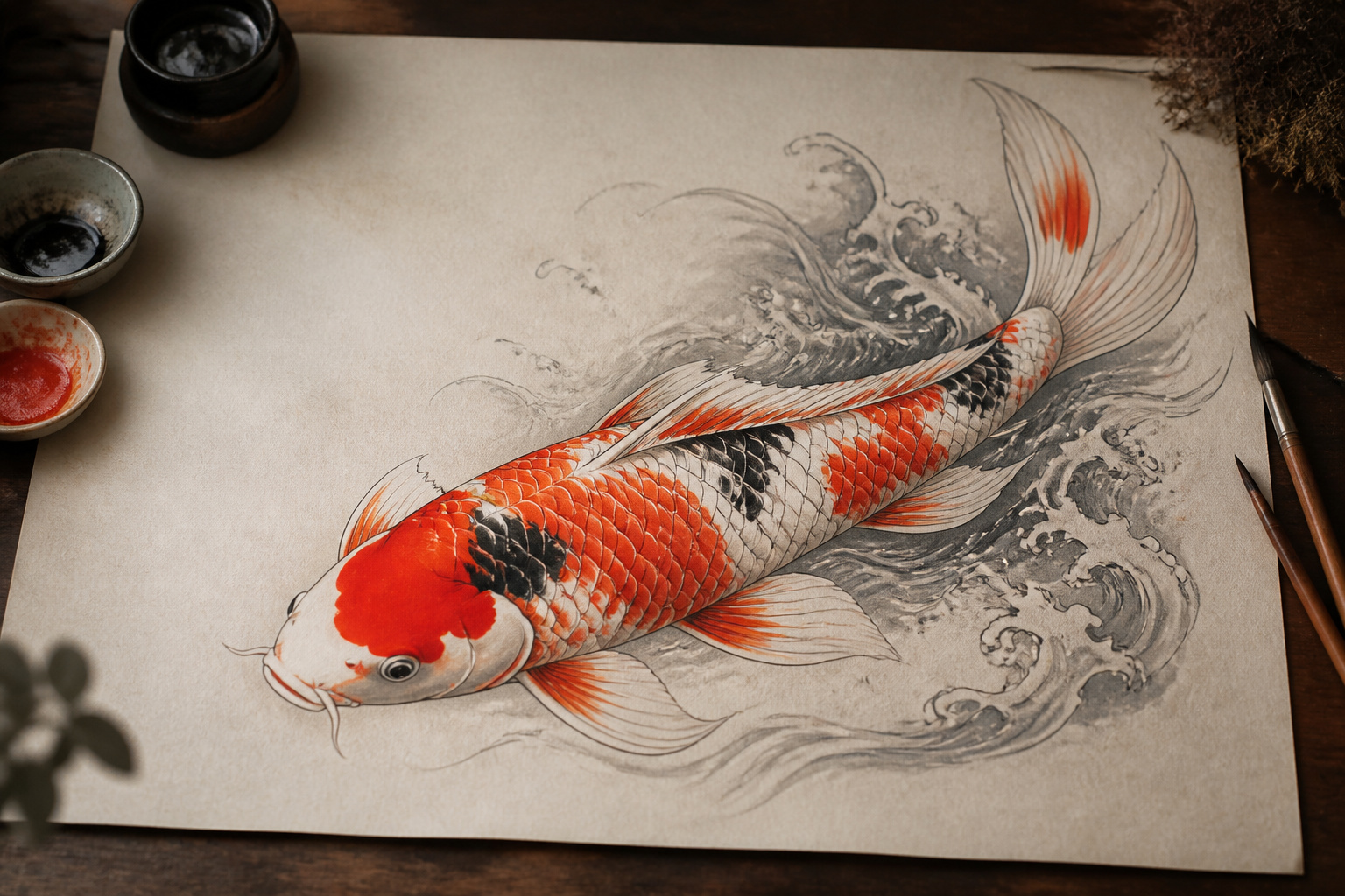 Dessin de koi aux couleurs vives