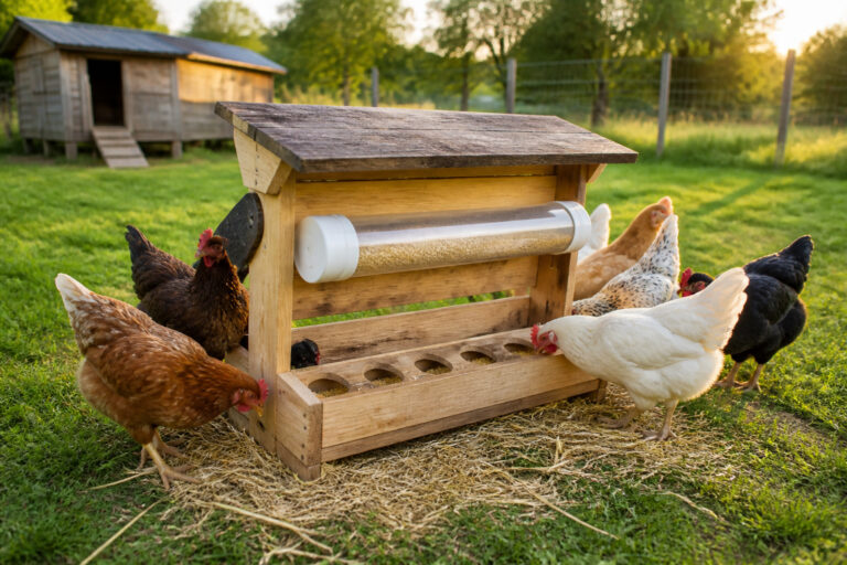Mangeoire artisanale pour poules
