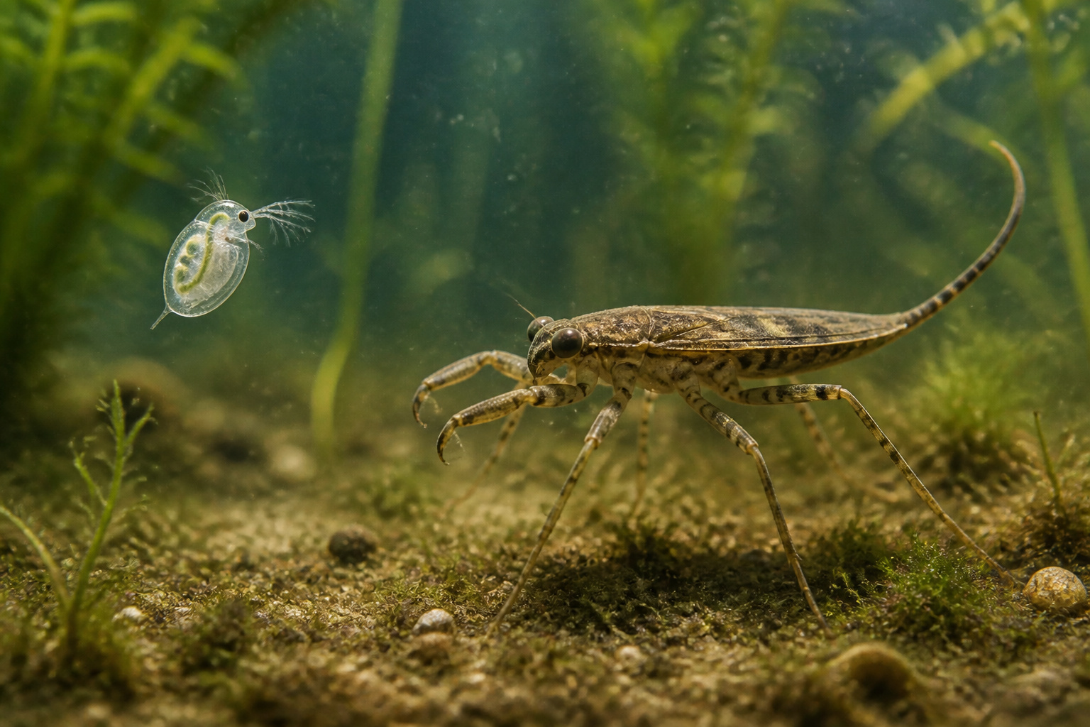 Rencontre aquatique proies et predateurs
