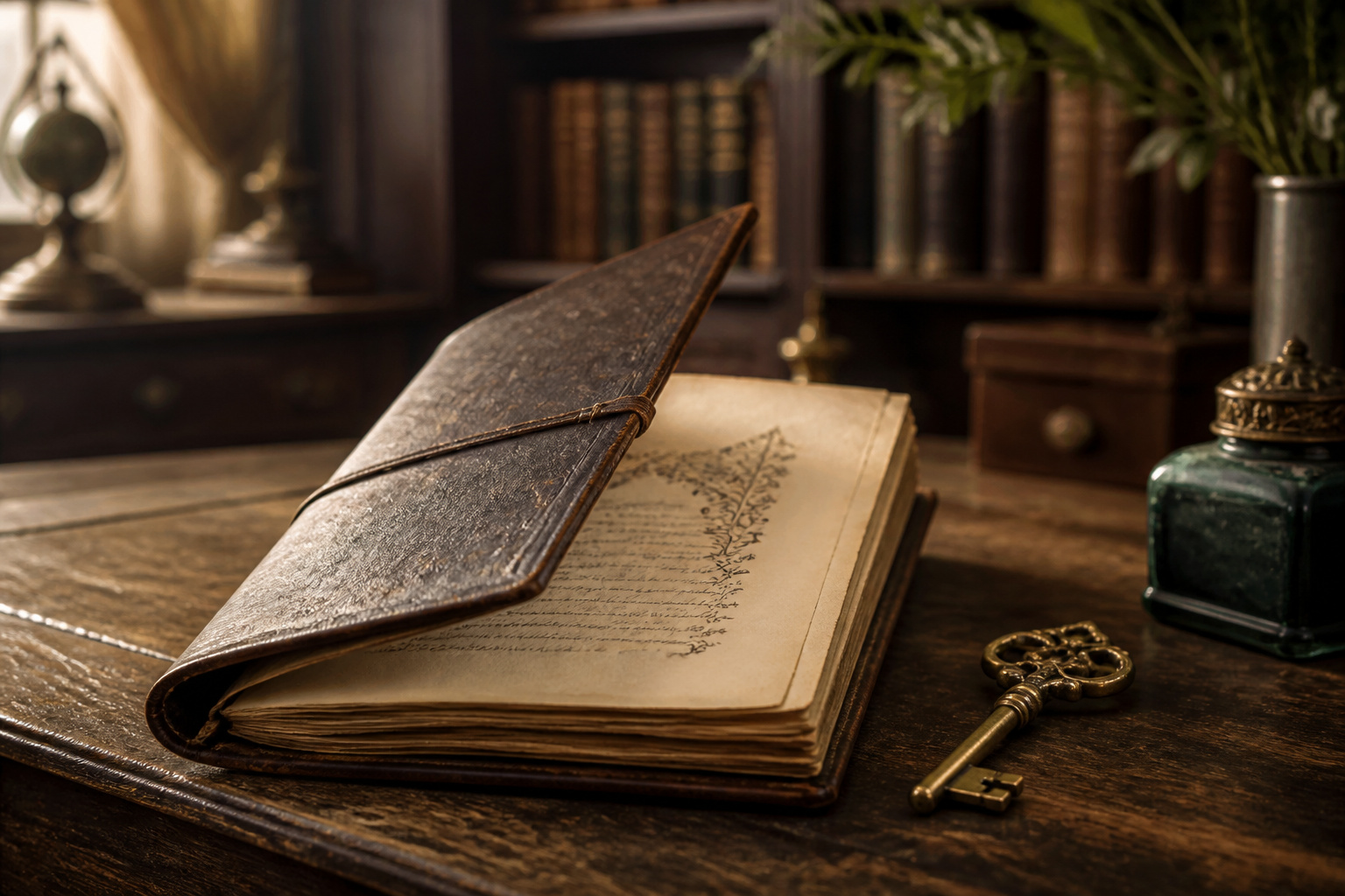 Journal ancien et cle dor